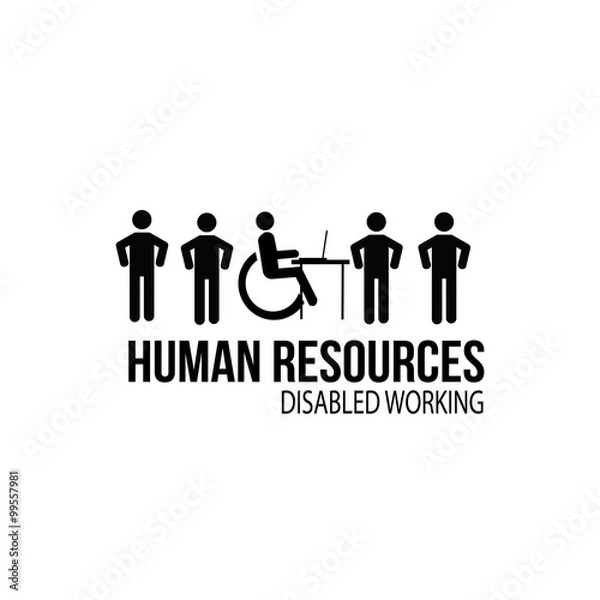 Fototapeta human resources disabled worker illustration over white color ba