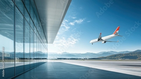 Fototapeta The Airplane in Clear Sky