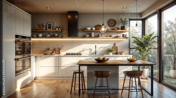 Obraz cozy modern interior. Generative AI