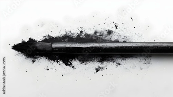 Fototapeta Charcoal Stick Outline with Smudges Representing Traditional Sketching Techniques