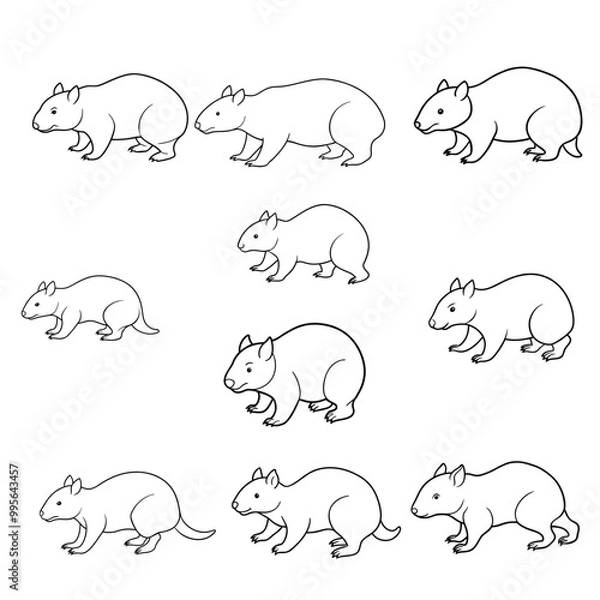 Fototapeta Wombat Running Line Art Vector 