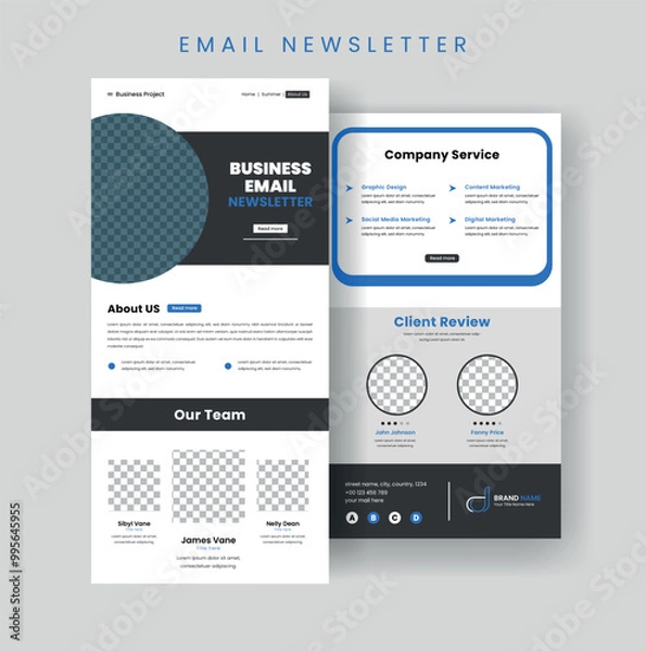 Fototapeta Newsletter Email Template Design for Business