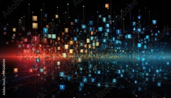Fototapeta Image of Abstract network with digits