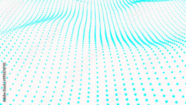 Fototapeta Abstract wave moving dots flow particles, hi-tech and big data background . Futuristic point wave.