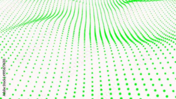 Fototapeta Abstract wave moving dots flow particles, hi-tech and big data background . Futuristic point wave.