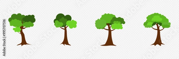 Fototapeta Set green trees. Vector illustration.