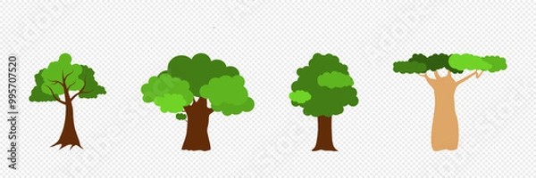 Fototapeta Set green trees. Vector illustration.