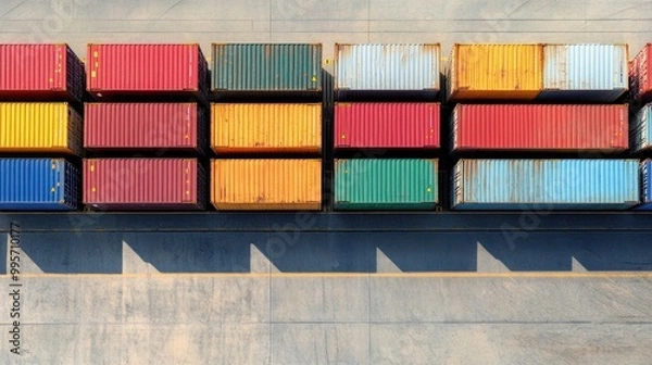 Obraz Aerial View of Colorful Shipping Containers