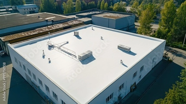 Obraz An aerial view of a flat roof on a commercial building