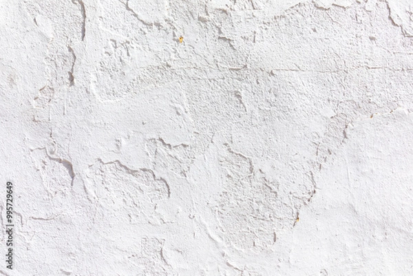 Fototapeta pattern of white plaster wall in typical mediterranean style, wall of old house, harmonic structure