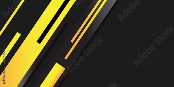Obraz Abstract Bluck and yellow banner background. Color gradient   with dynamic wave line effect Vector graphic design banner pattern presentation Bluck  background web template.