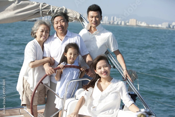 Obraz Happy family sailing