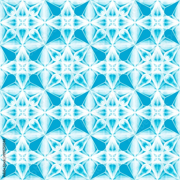 Fototapeta kaleidoscopic blue geometric seamless pattern