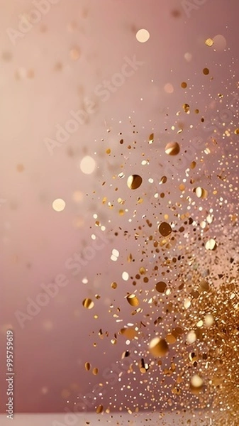 Fototapeta Sparkling Shiny Festive  Golden Drops Christmas New Year Celebration Backround.