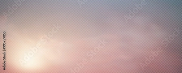 Fototapeta Background sunset, sunrise, beautiful evening sky for your design. Twilight sky vector banner png. Beautiful landscape sun in the clouds vector on transparent background.