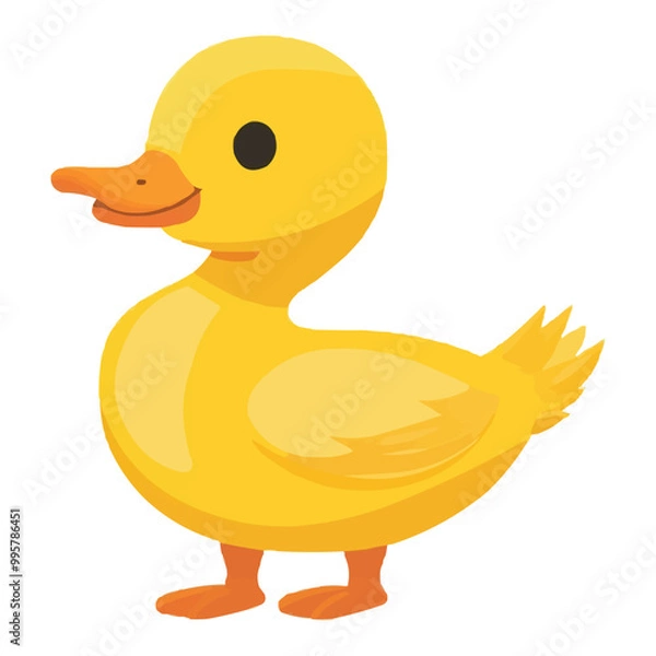 Fototapeta simple cartoon-style yellow rubber duck vector clip art on a white background