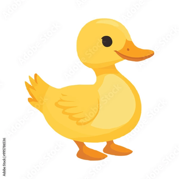 Fototapeta simple cartoon-style yellow rubber duck vector clip art on a white background