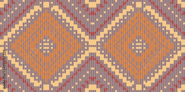 Fototapeta Fabric Pattern Ikat Print Patternfolk Embroidery, Aztec Geometric Ornament Print. Design for Carpet, Wallpaper, Clothing, Wrapping, Fabric
