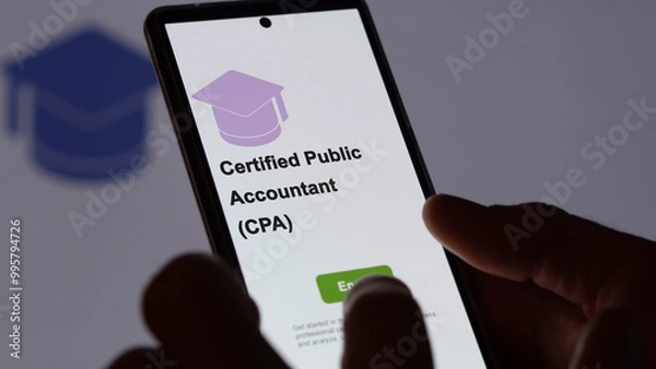 Fototapeta Certified Public Accountant (CPA) program. A student enrolls in courses to study, to learn a new skill and pass certification. 