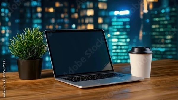 Fototapeta Embracing Creativity: Remote Work Freedom with Flexible Hours and Autonomy - Copy Space Available
