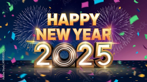 Obraz 2025 Happy New Year – Bold and radiant, this image delivers a high-energy visual statement, designed to mark the start of 2025 with vibrant style and impact.