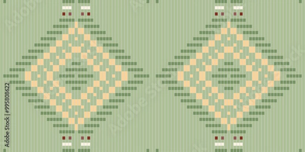 Obraz Folklore Korean Traditional Pattern Meaningfolk Embroidery, Aztec Geometric Ornament Print. Design for Carpet, Wallpaper, Clothing, Wrapping, Fabric