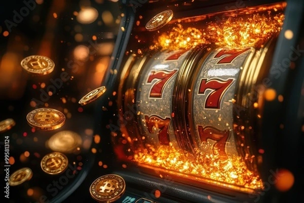 Fototapeta an explosion of shimmering gold coins erupts from a casino slot machine capturing the thrill of winning with realistic textures and dynamic motion evoking excitement and fortune