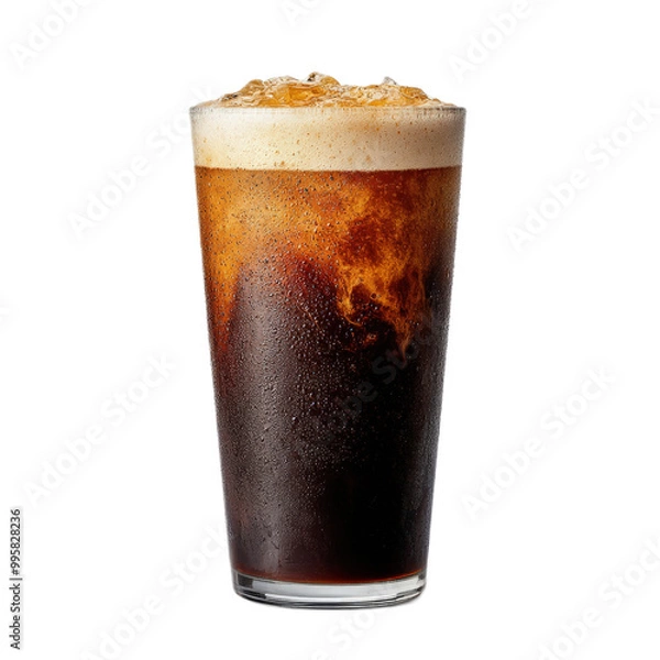Fototapeta Refreshing Glass of Cold Coffee Beverage with Foam