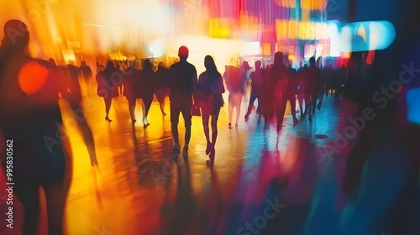 Fototapeta abstract blurred event with people for background. 
