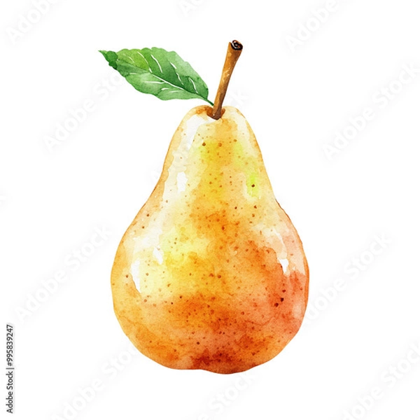 Obraz pear with leaf  isolated on white background
