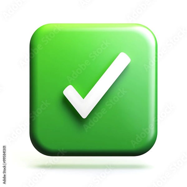 Fototapeta  green approval icon, typically represented with a checkmark or tick, symbolizing confirmation, success, or a positive action.