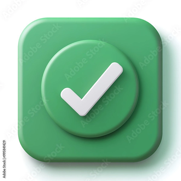 Fototapeta  green approval icon, typically represented with a checkmark or tick, symbolizing confirmation, success, or a positive action.