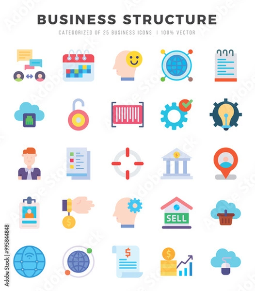 Fototapeta Business Structure icons set. Collection of simple Flat web icons.