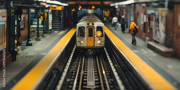 Fototapeta A Crowded Subway Platform Commuters Background
