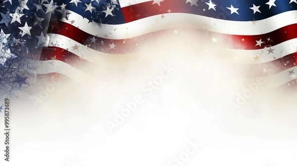 Fototapeta Elegant US Independence Background Featuring Side Border and Corner Design with Transparent White Gradient