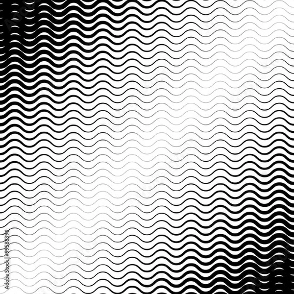 Obraz Background with gradient of black and white wave lines