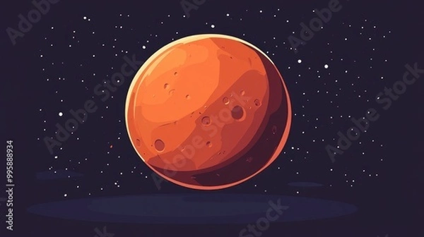 Fototapeta Flat illustration of a Mars planet icon suitable for web design applications