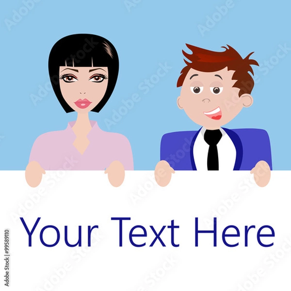 Obraz Couple holding blank paper