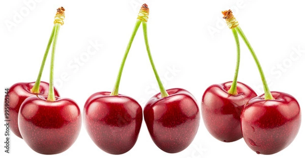 Fototapeta set of the sweet cheries isolated on a white background