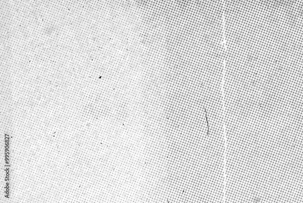 Obraz scanned paper, Halftone faded gradient texture. Grunge halftone grit background. White and black sand noise effect overlay