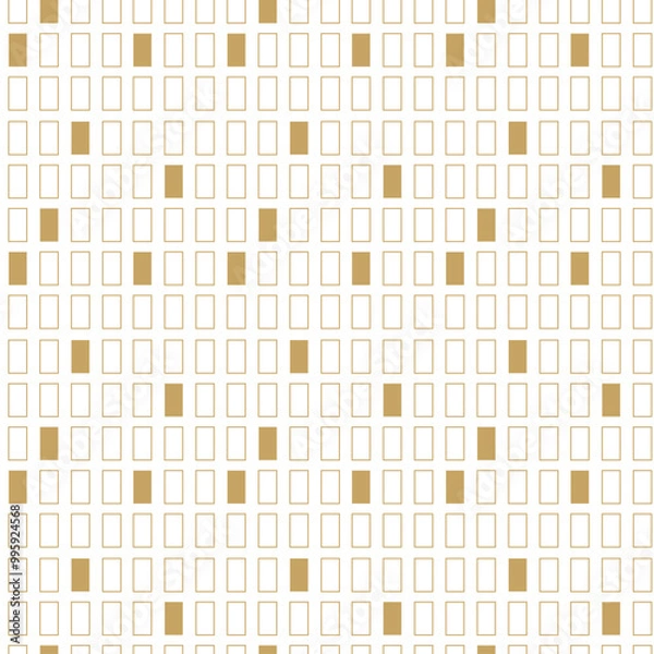 Fototapeta Abstract geometric pattern with squares, stripes, lines. Seamless vector background. White and gold ornament. Modern graphic design.