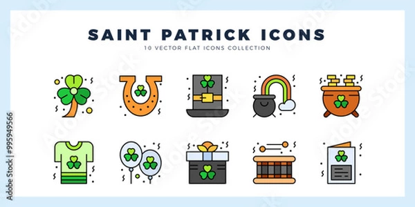 Fototapeta 10 Saint Patrick Lineal Color icon pack. vector illustration.
