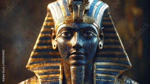 Obraz Close-up of a Golden and Blue Pharaoh Bust