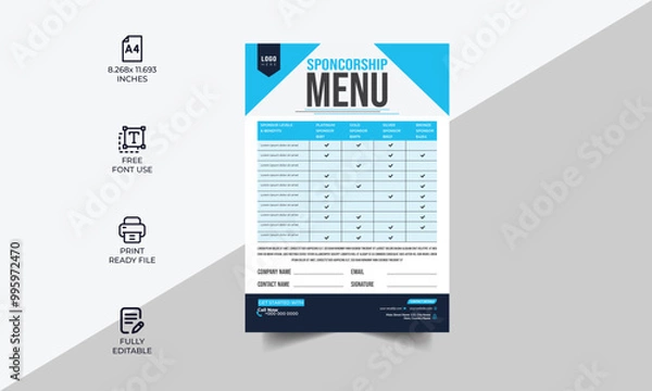 Obraz Technical Data Sheet layout template. Product Catalogue & modern Event Schedule conference design template, Minimalist product brochure template, corporate flyer, business flyer, sponsorship Template