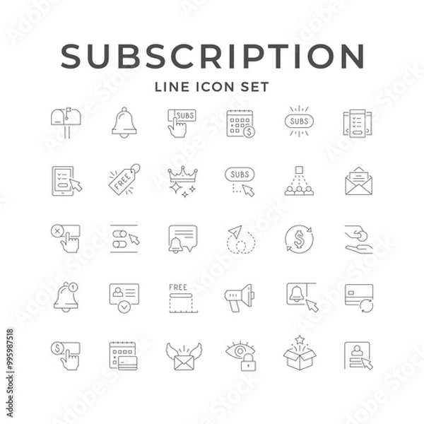 Obraz Set line icons of subscription