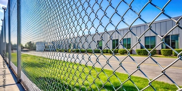 Obraz Simple metal chain link fence for industrial park security