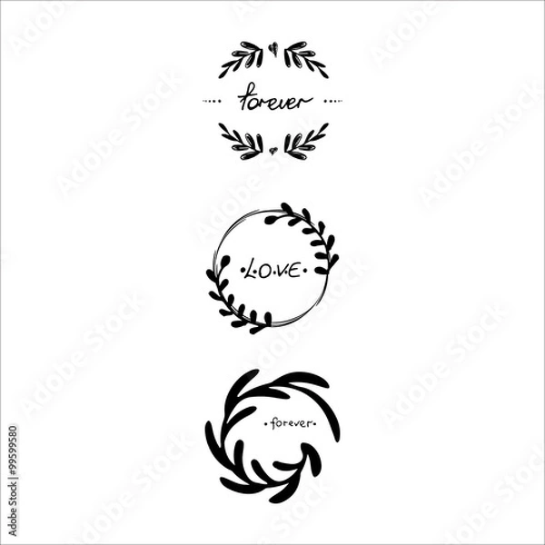 Fototapeta wreath  drawn monochrome vector