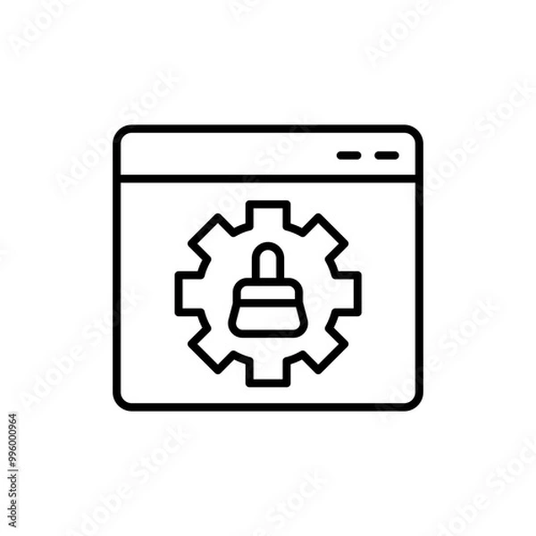 Fototapeta Cleaning app outline icons, minimalist vector illustration ,simple transparent graphic element .Isolated on white background
