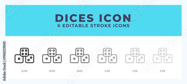 Obraz Dices icon illustration vector with editable stroke.