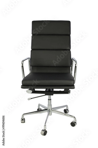 Fototapeta Black Office Chair on White Background, Front View